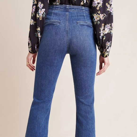 NWT Anthropologie MOTHER Sailor Tripper High-Rise Cropped Flare Jeans, Sz 27 - Picture 2 of 6